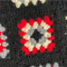 Vintage Crochet Afghan Blanket Charcoal Black Red Cream Gray Boho Hippie