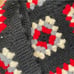 Vintage Crochet Afghan Blanket Charcoal Black Red Cream Gray Boho Hippie