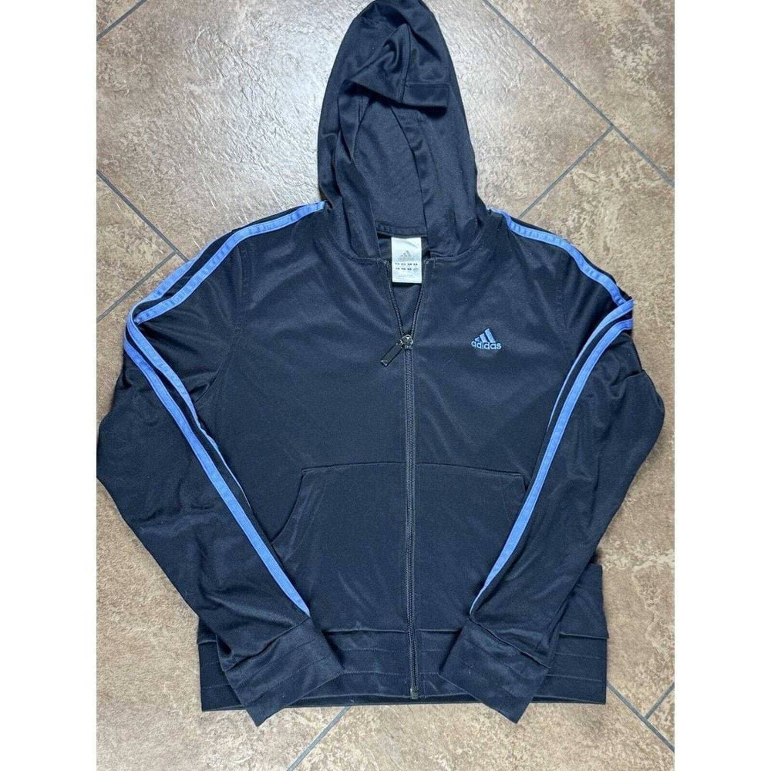 Vintage 90s Adidas Women's Black Full Zip Track Jacket Size Small