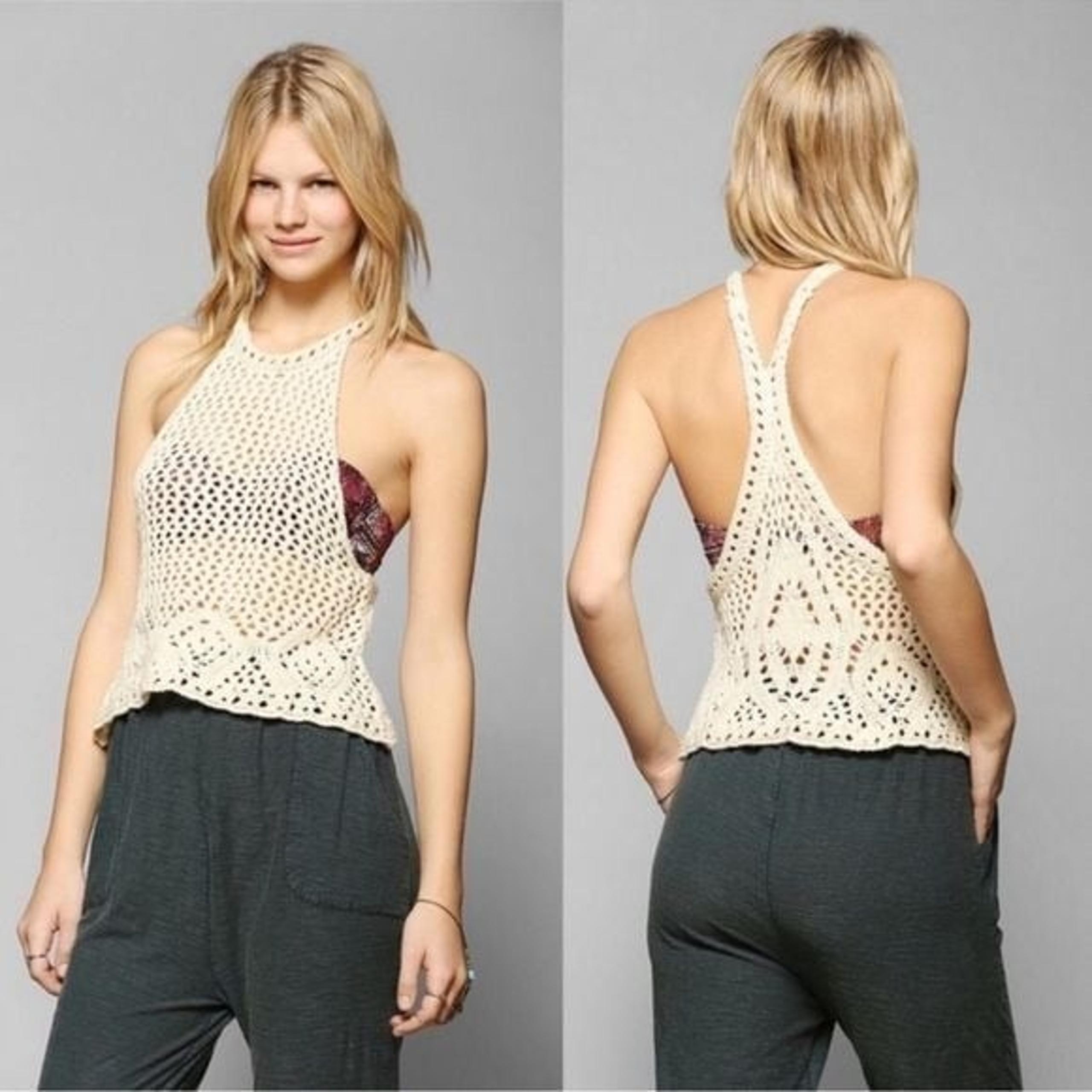 Staring at Stars Urban Outfitters Crochet Tank Top Women's Large Cream Boho