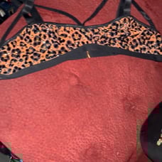 NEW neon cheetah rhinestoned lingerie set