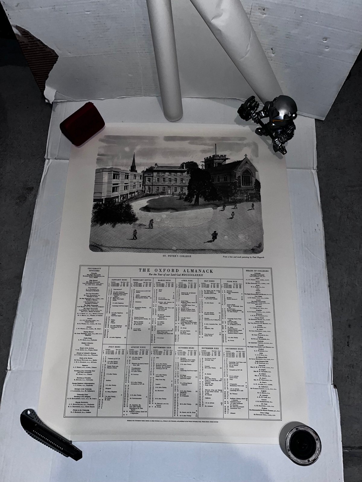 HUGE LOT OF OXFORD ALMANACK POSTERS ST. PETERS COLLEGE BOTANIC GARDENS BODLEY’S