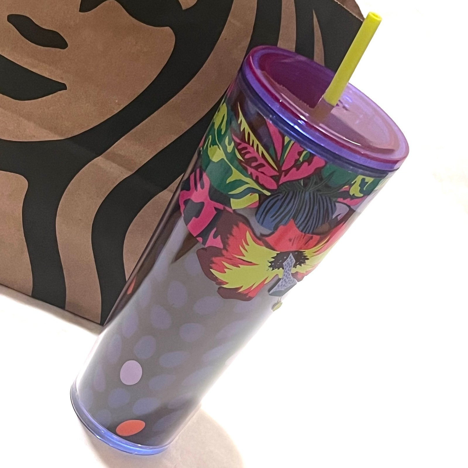 Starbucks Tropical Floral and Leaves Cold Cup Tumbler 24oz