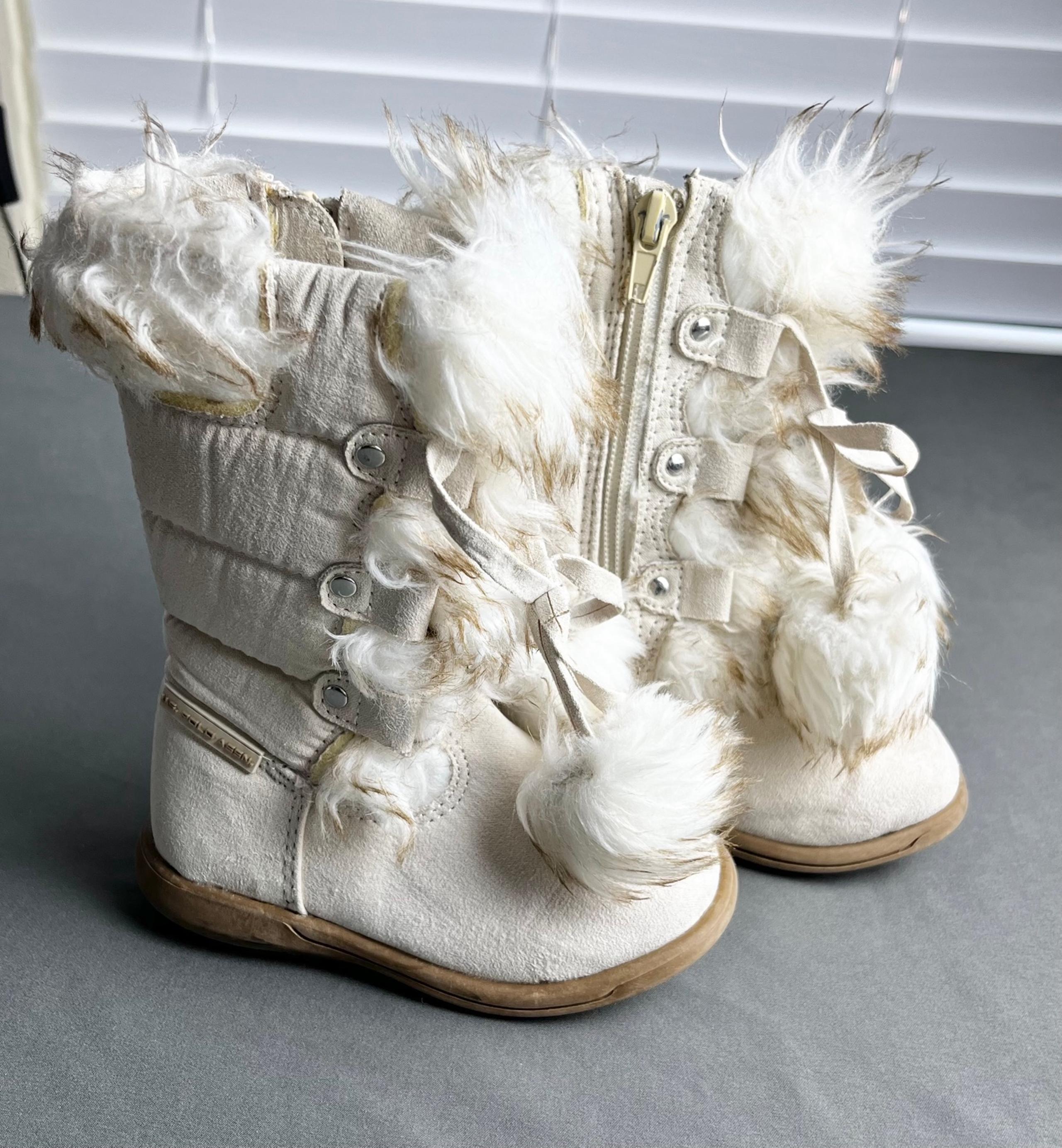 US POLO ASSN. Toddler Girl Faux Fur Boots Size 6M