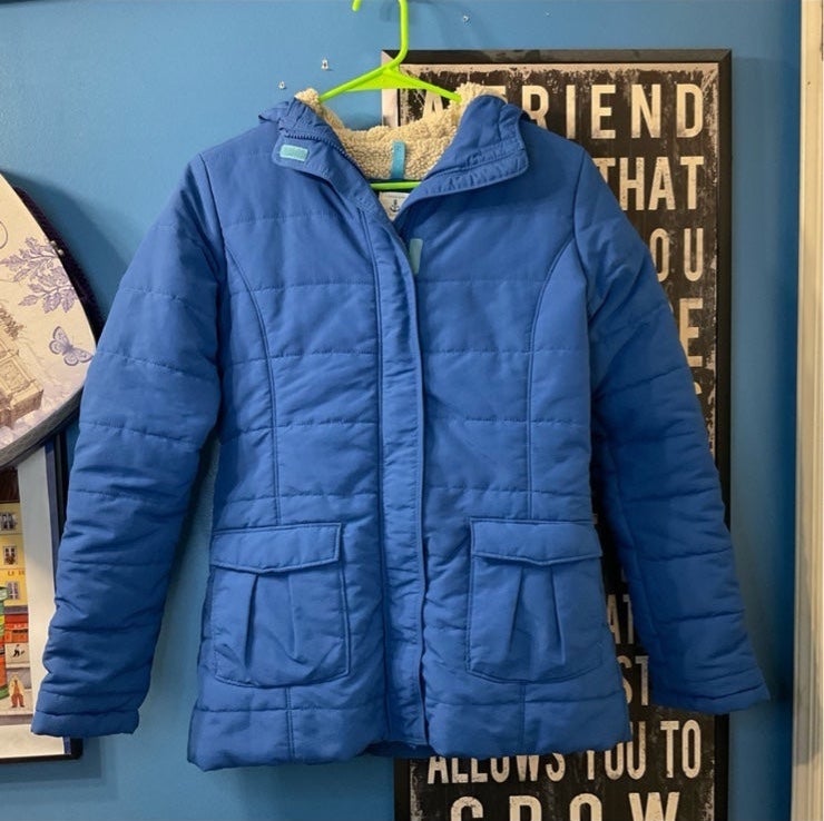 LANDS' END KIDS SHERPA LINED PARKA JACKET XL(16)