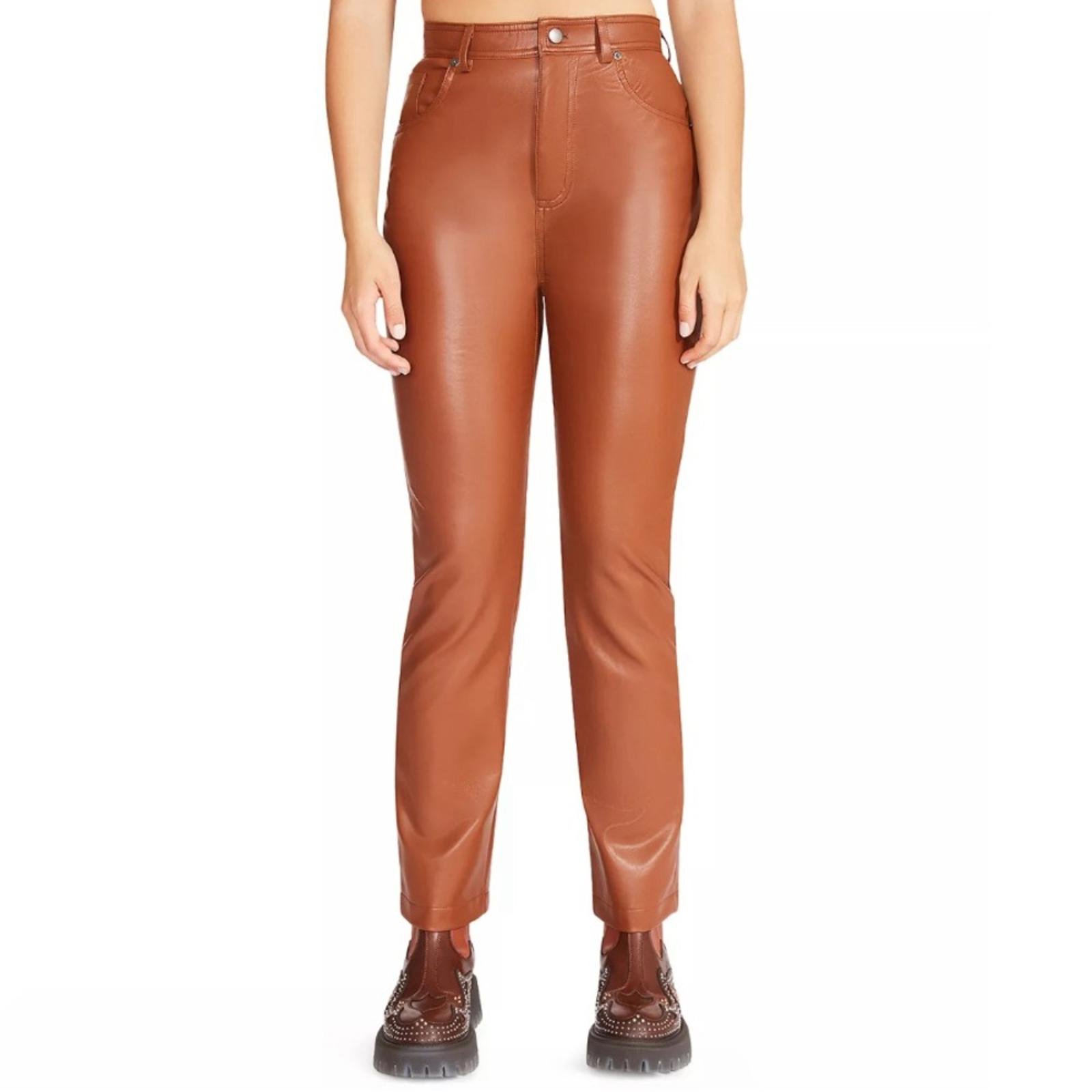 Steve Madden Josie Faux Leather Pants in Cognac/Brown, Size 25 New w/Tag