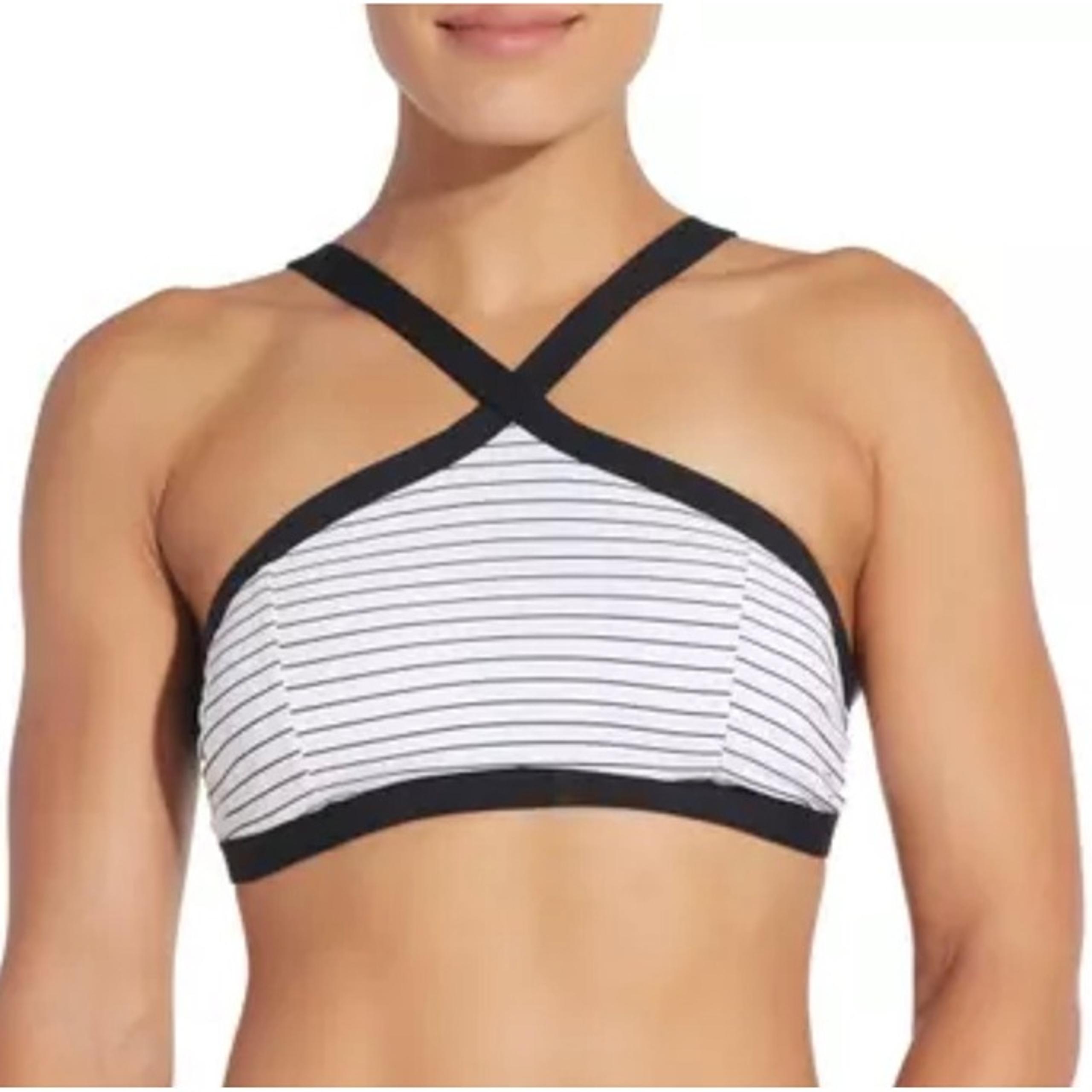 CALIA by Carrie Underwood White + Black Striped Supportive Swimsuit Top NWOT XL