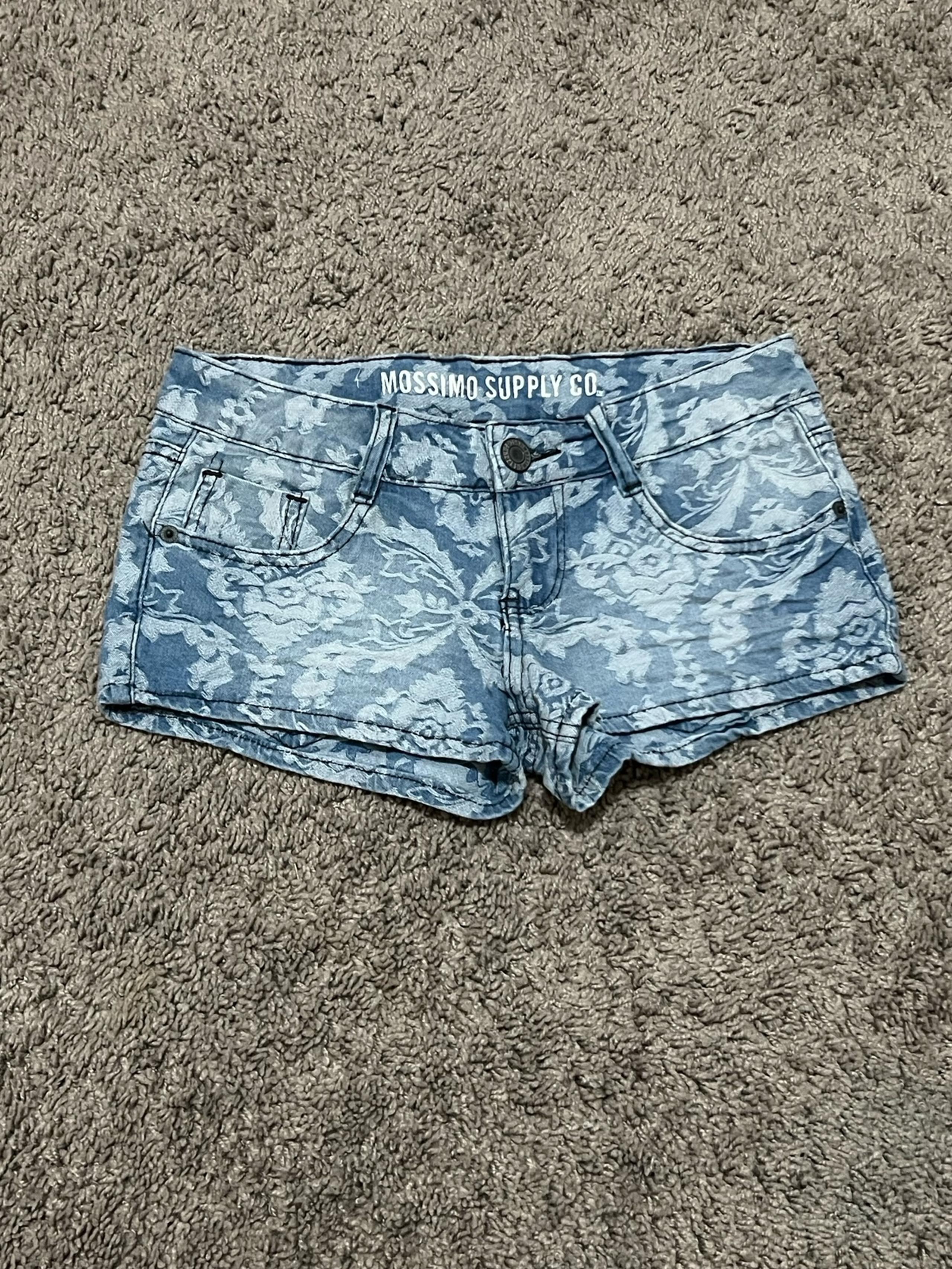 Lace Print Denim Shorts