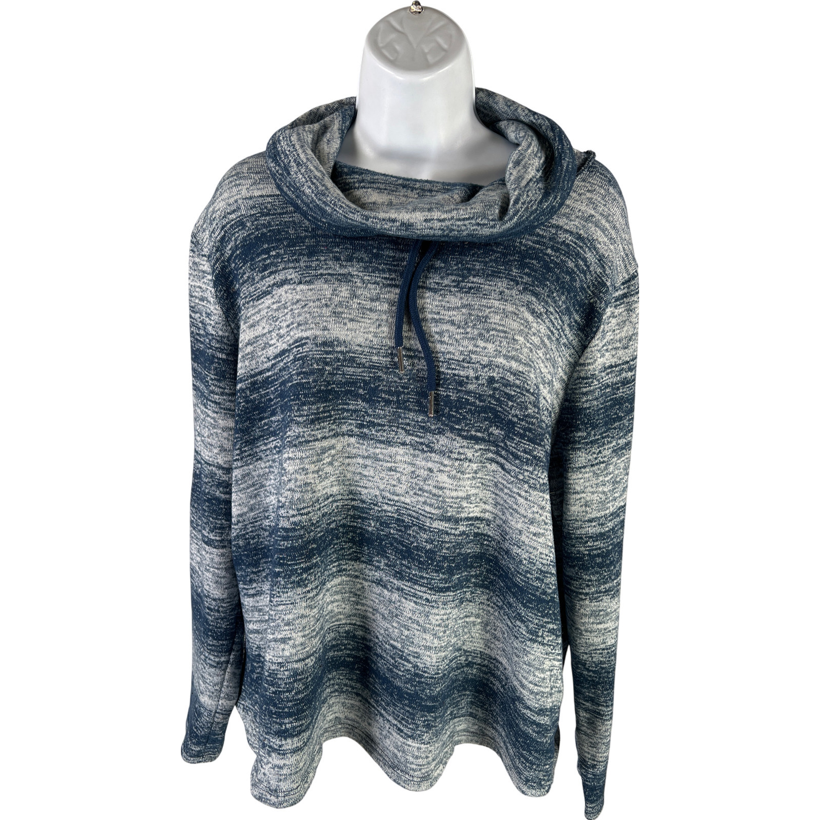 Weekends by Chico's Women's Blue Long Sleeve Cowl Neck Sweater - 3/US XL