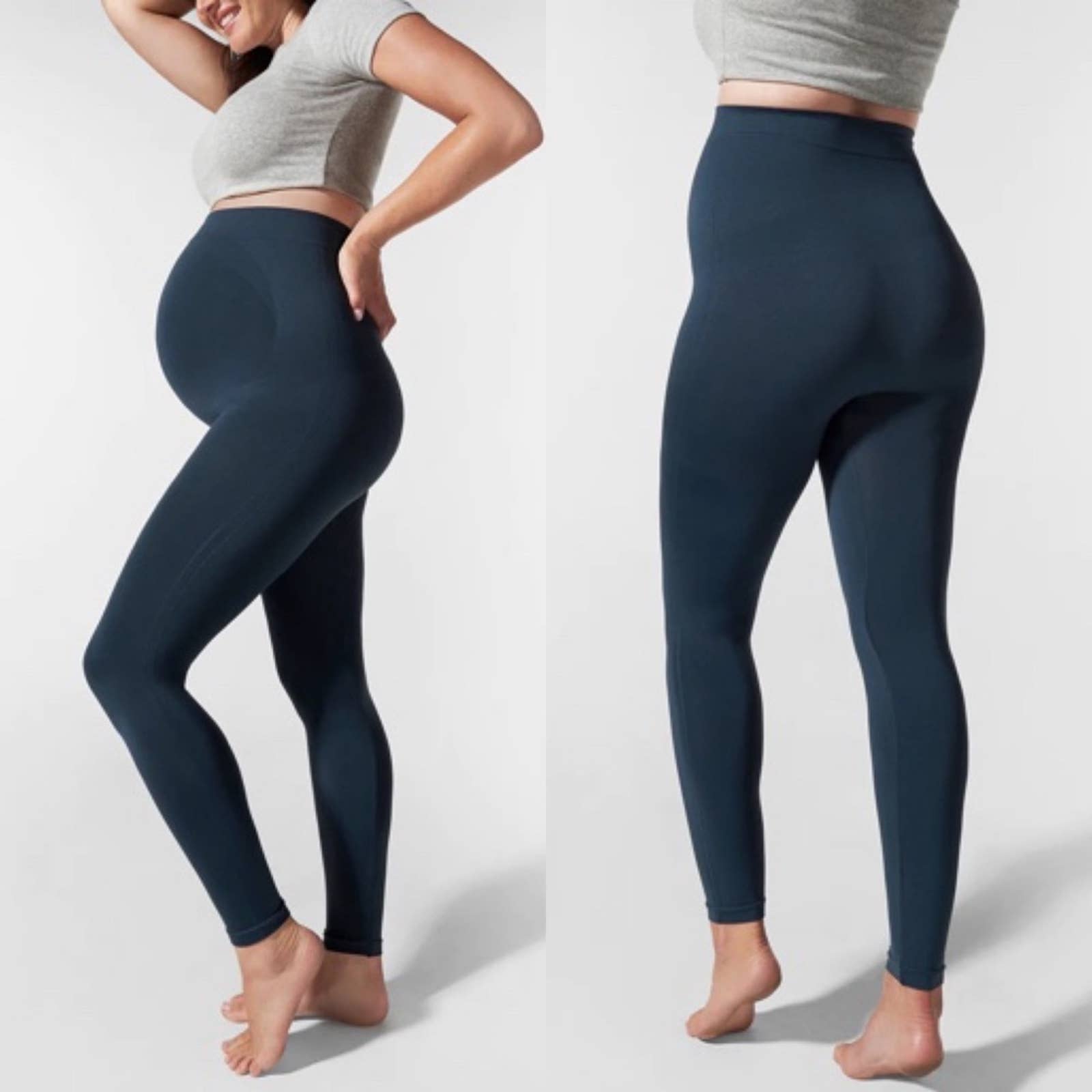BLANQI Everyday Maternity Belly Support Spandex Leggings 25 Inseam Storm XL