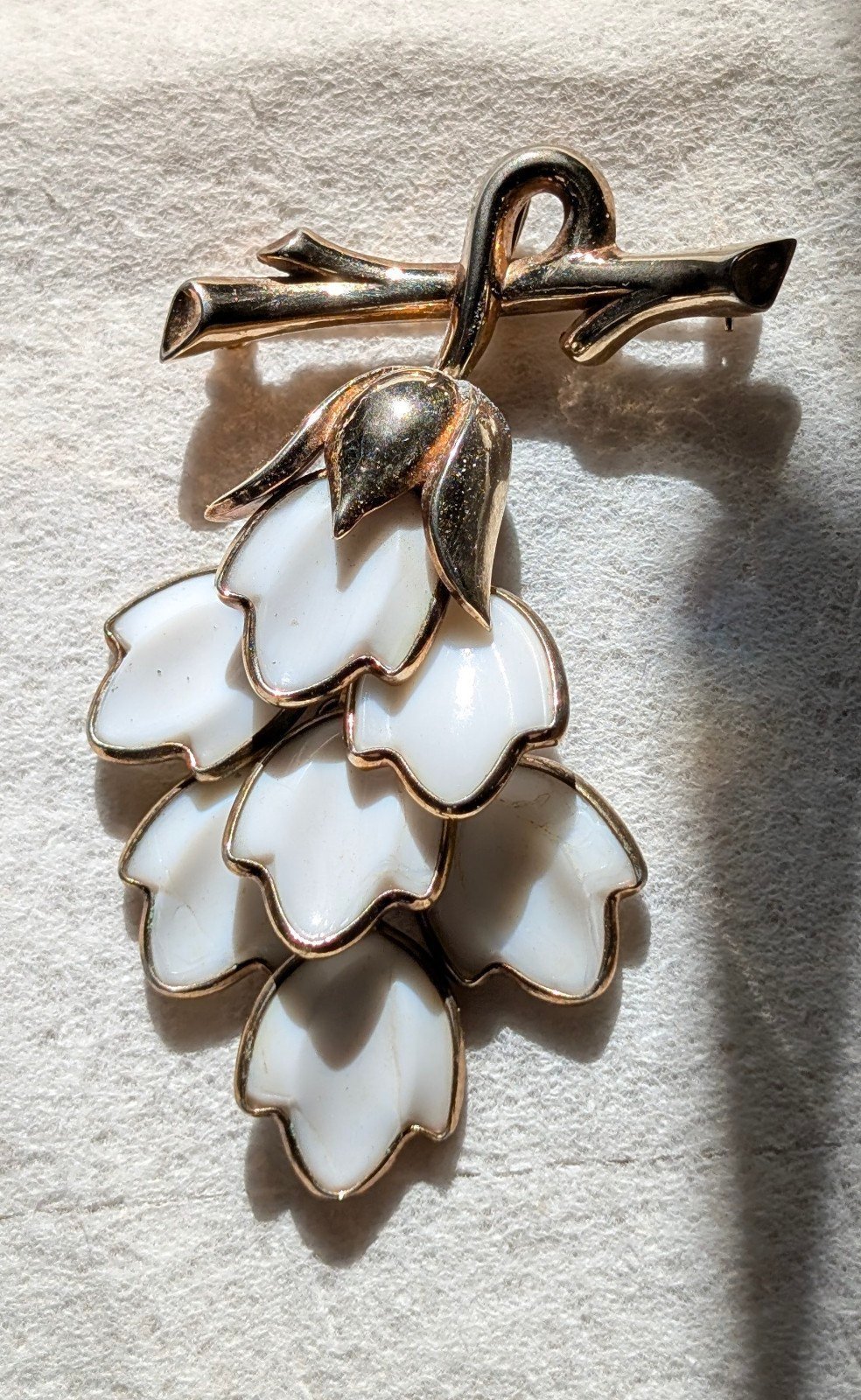 Crown Trifari Milk Glass Brooch
