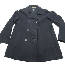 American Eagle Wool Blend Jacket Women Medium Black Double Breast Pea Coat Y2K *