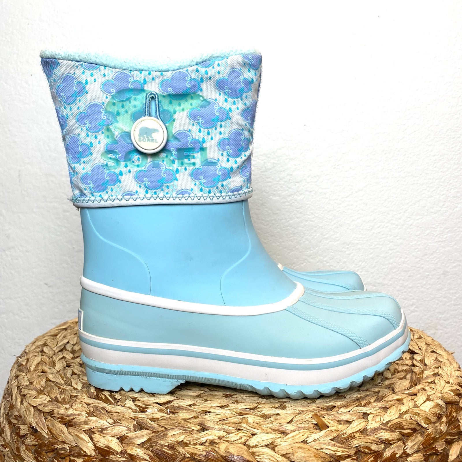 Sorel raincloud blue rainboots insulated