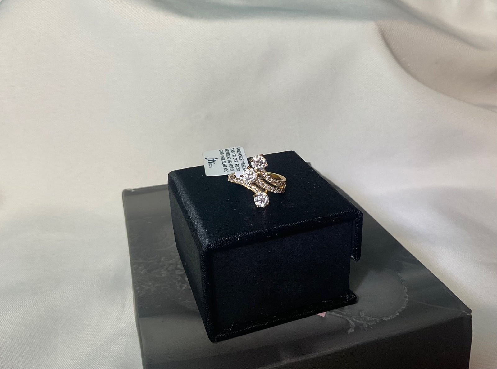 New Moissanite Ring. 14k yellow gold over silver. Size 7.