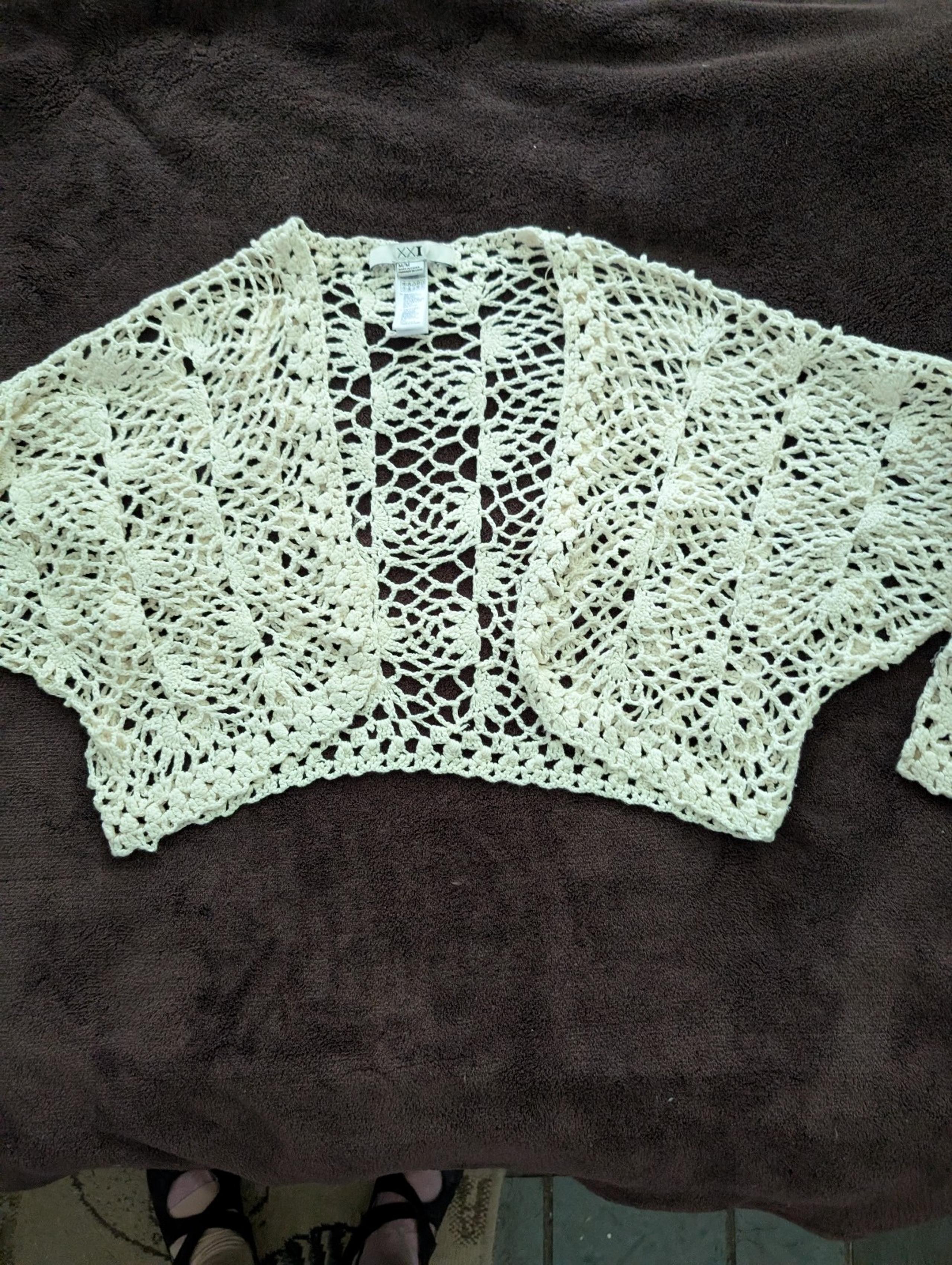 Women's Crocheted Shrug Sweater size medium