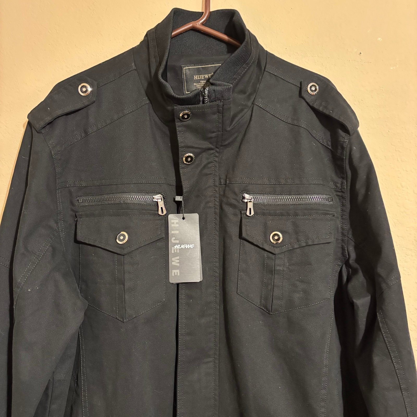 HIJEWE Men's Military Jacket Casual Cotton Utility Coat