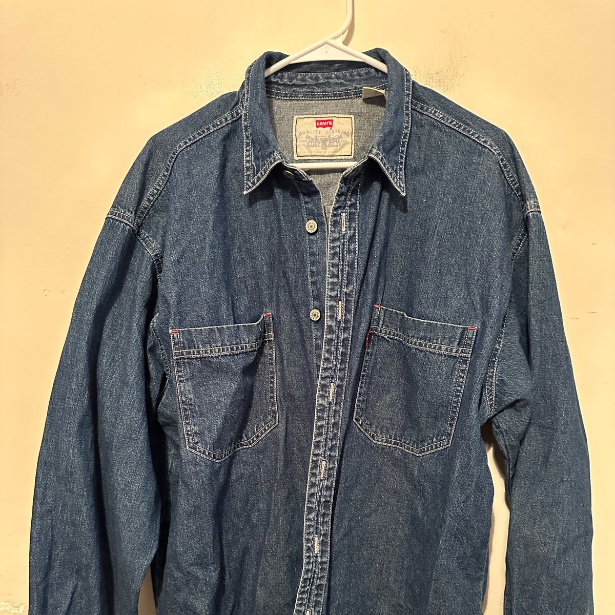 Vintage Levi's Red Tab Denim Blue Jean Shirt Men’s Large Button Front Western