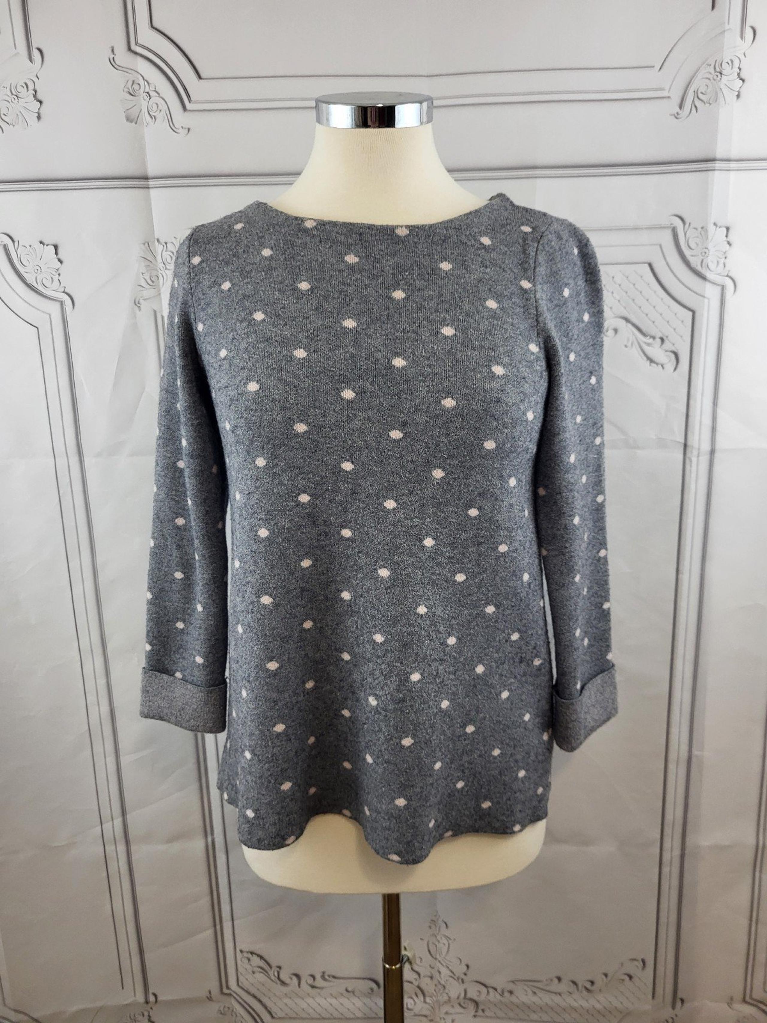 Cynthia Rowly Wool Blend  Gray Polka-dot Sweater Size XS