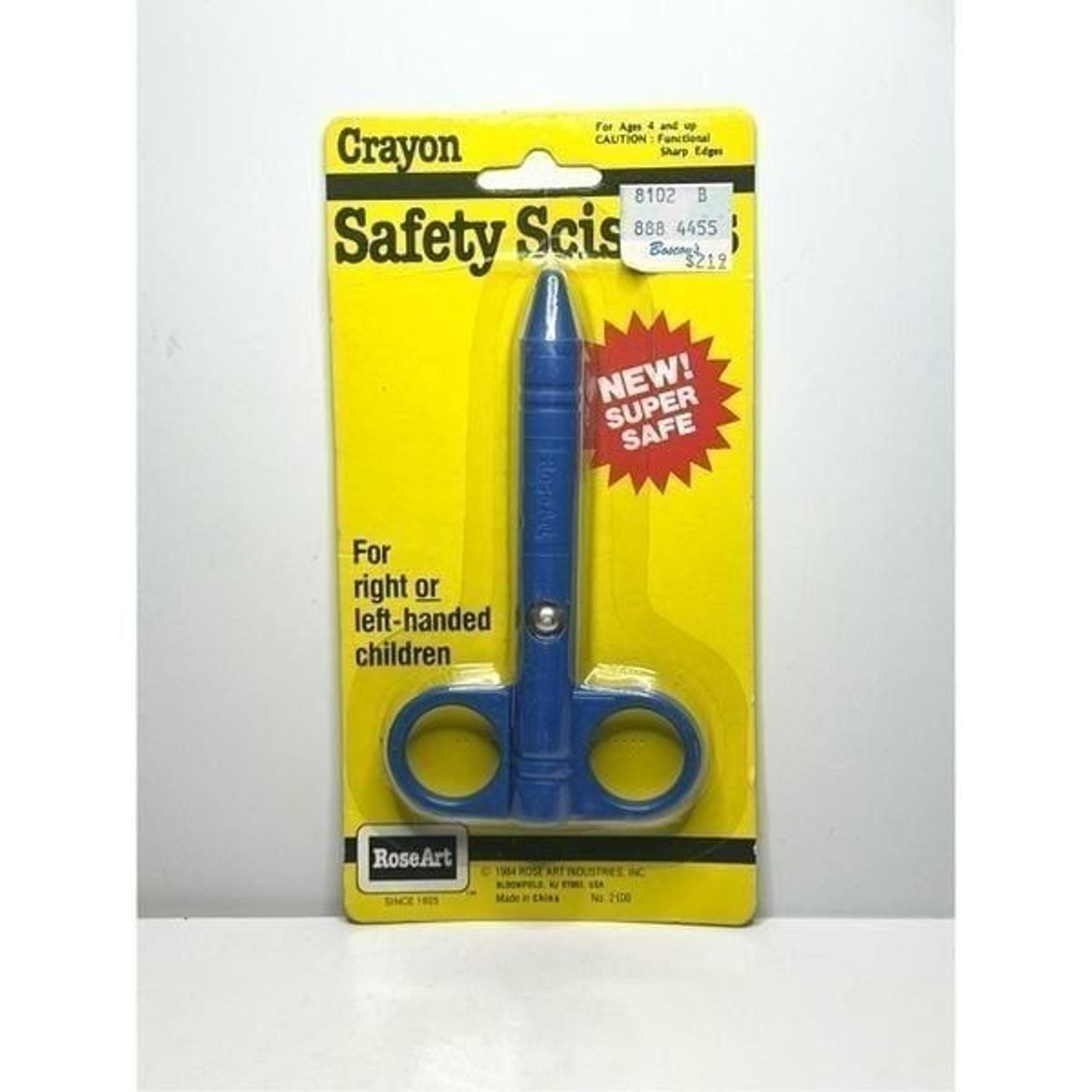 Vintage RoseArt Crayon Shaped Safety Scissors Blue 1984 Right OR Left Handed NEW