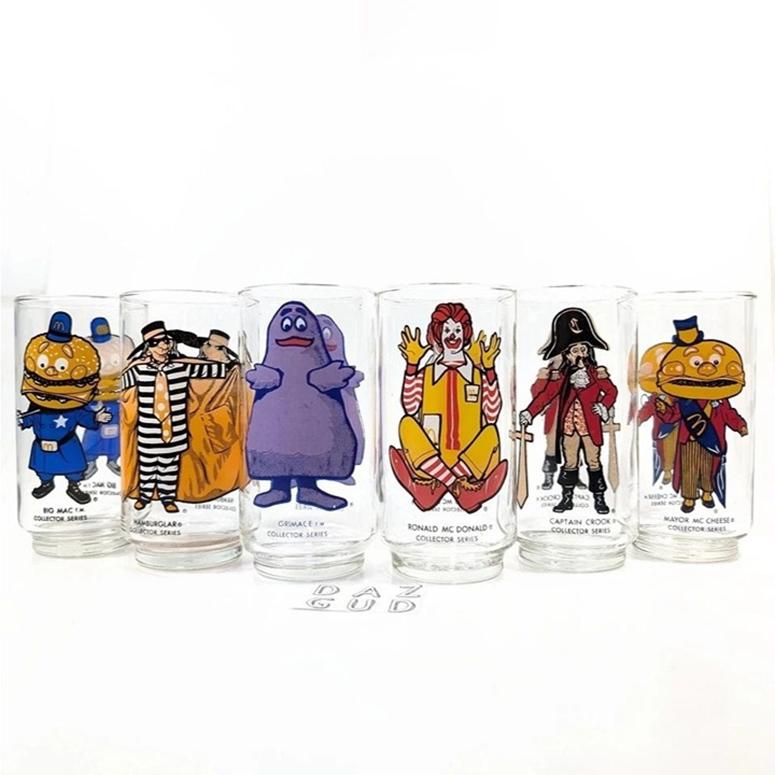 1. Vintage McDonalds Character Collector Series Glasses Set Of 6 Ronald Grimace