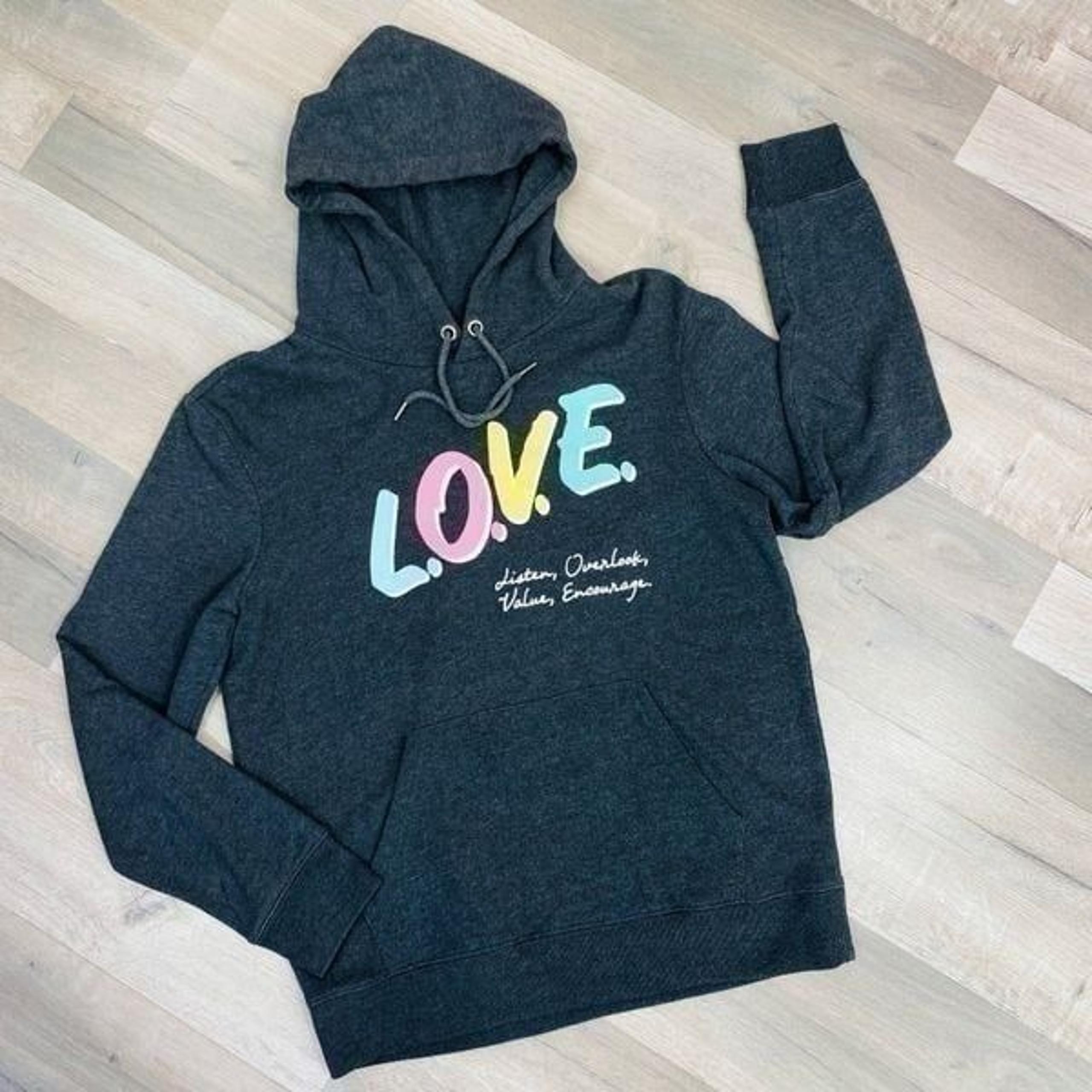 Aeropostale Aero One Love Pullover Hoodie Gray Multi Medium Unisex