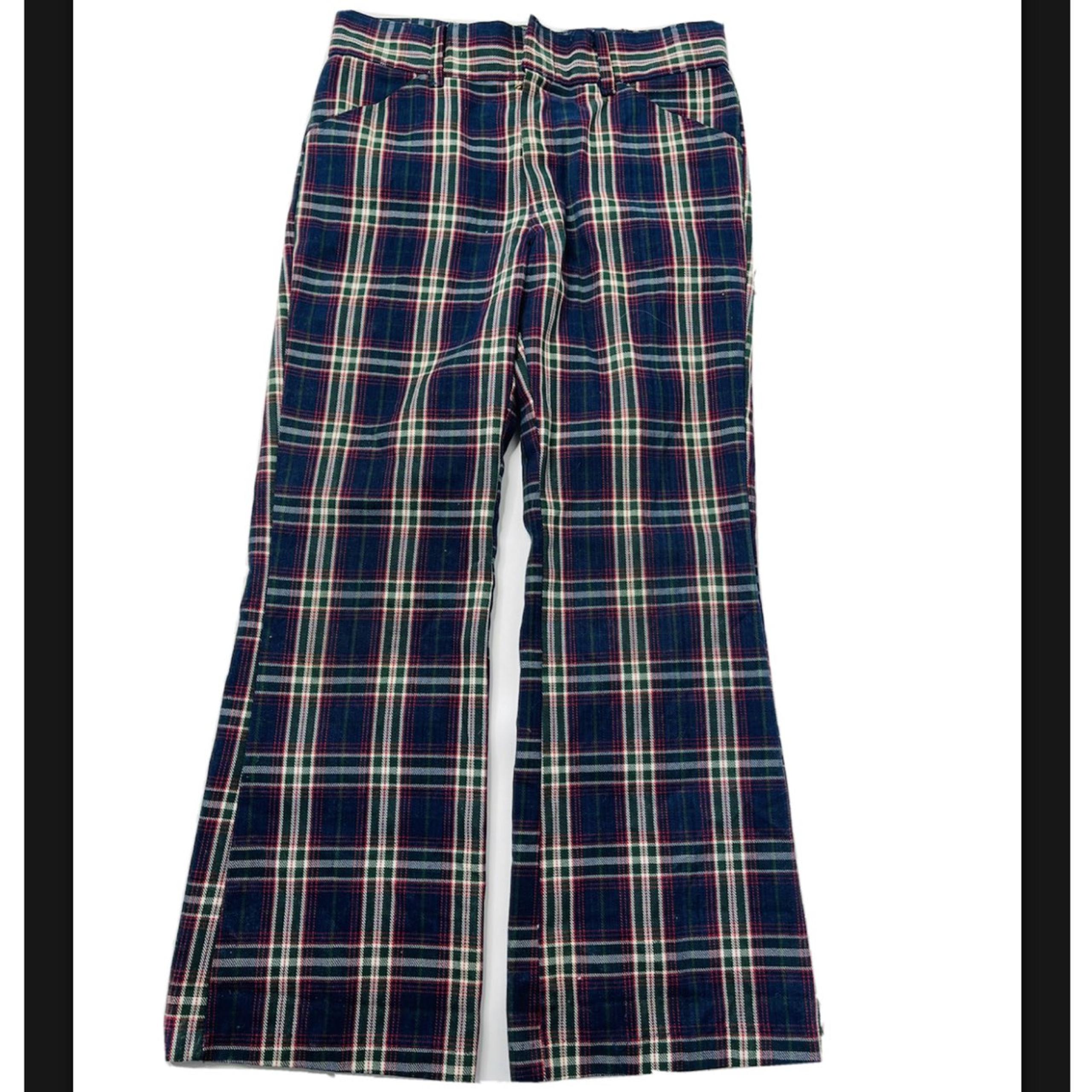 70s Hippy Plaid Culotte Cropped Pants