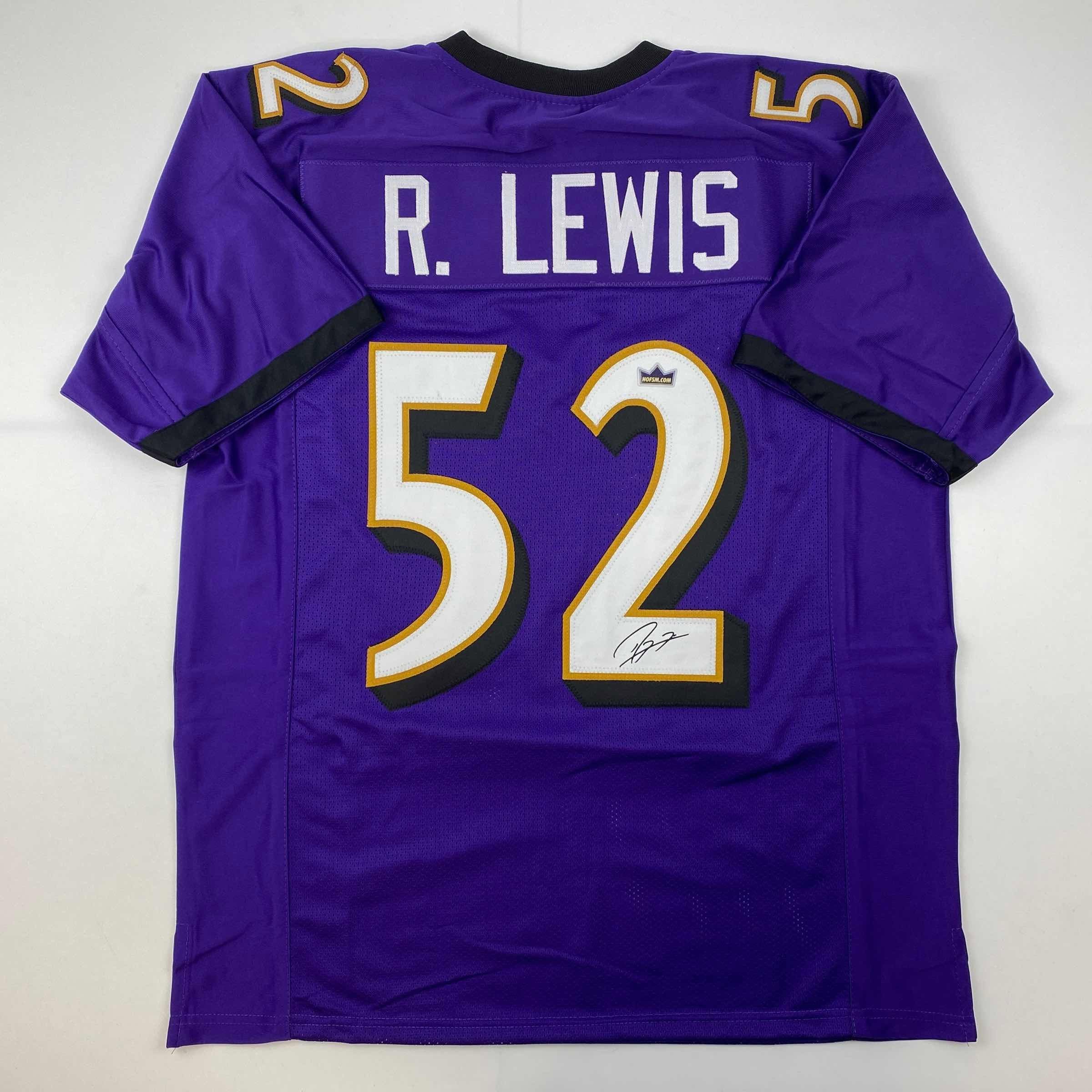 Facsimile Autographed Ray Lewis Baltimore Purple Auto Jersey Size Men's XL