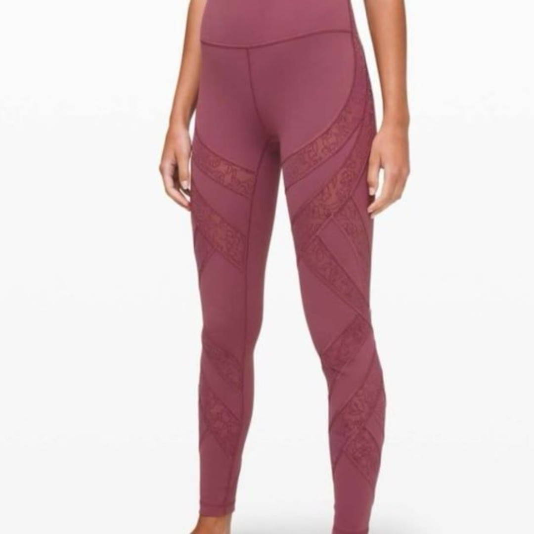 RARE Lululemon Wunder Under High-Rise flocked leggings plum full