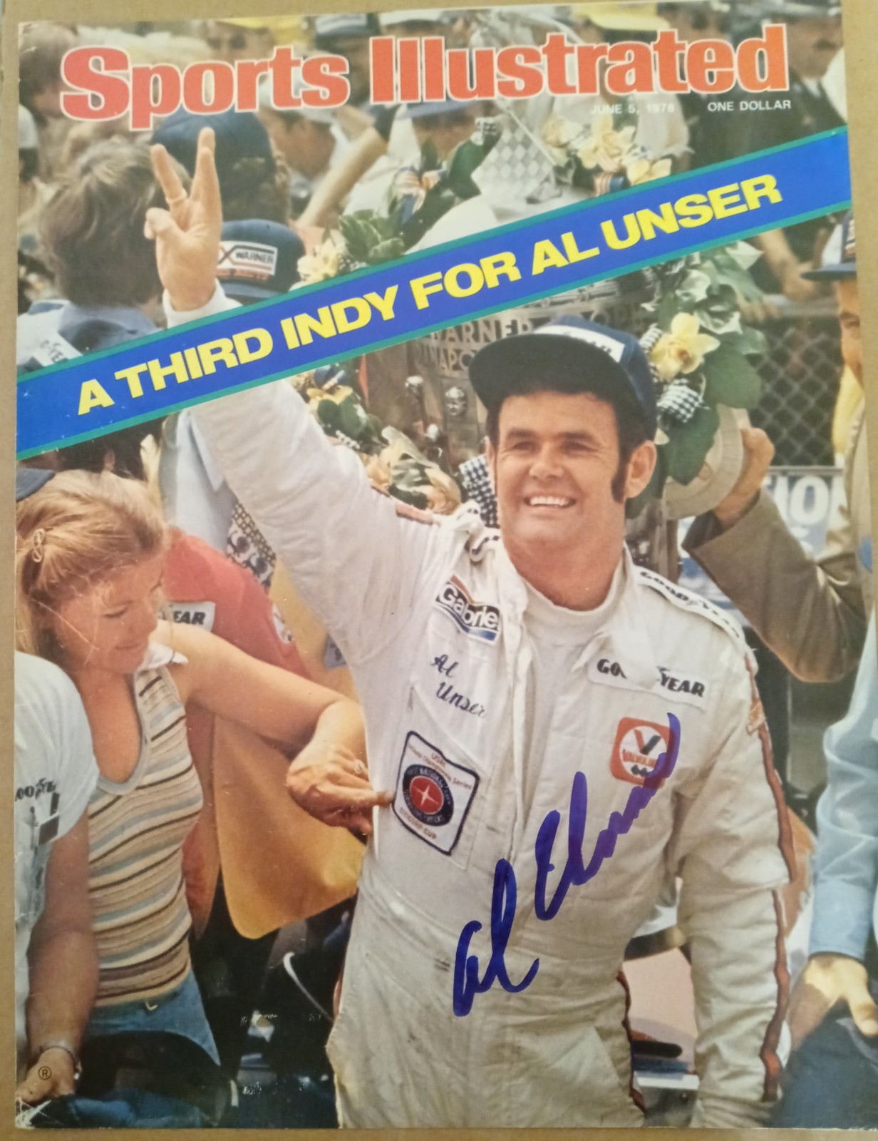 AL UNSER AUTOGRAPHED SPORTS ILLUSTRATED ROOKIE COVER!!! WITH COA!!! NICE!!!