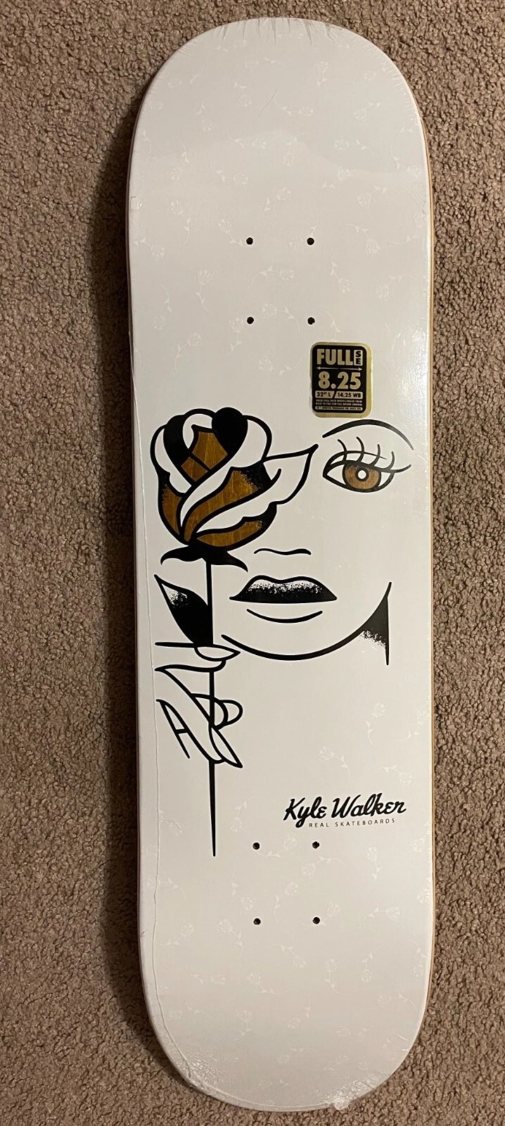 REAL Skateboards Kyle Walker Rosy 8.25 white skateboard deck
