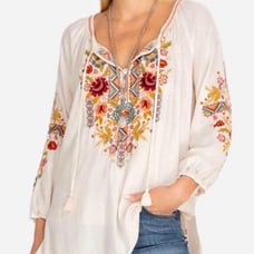 Johnny Was Clansy Peasant Blouse Size L