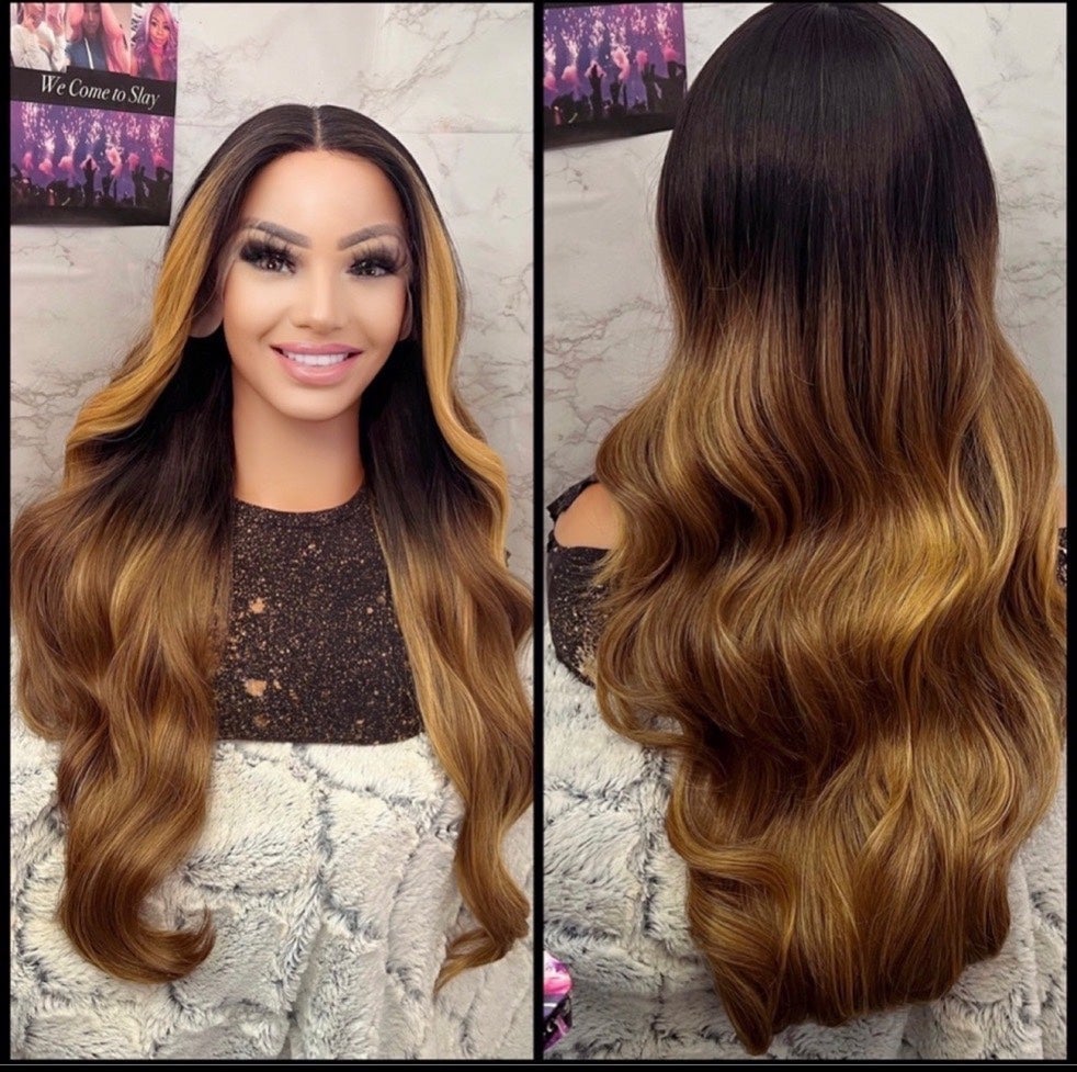 Human Hair blended lace front wig