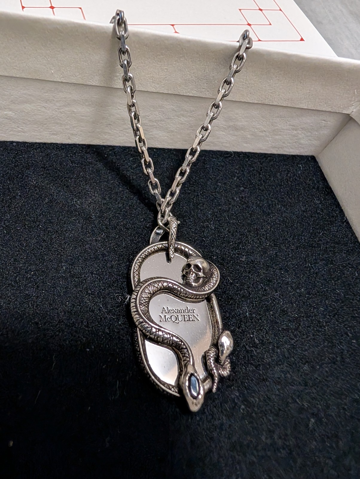 Alexander McQueen ◆ Snake Medal Pendant Necklace Alexander Mcqueen Snake And Skull Pendant Necklace - A