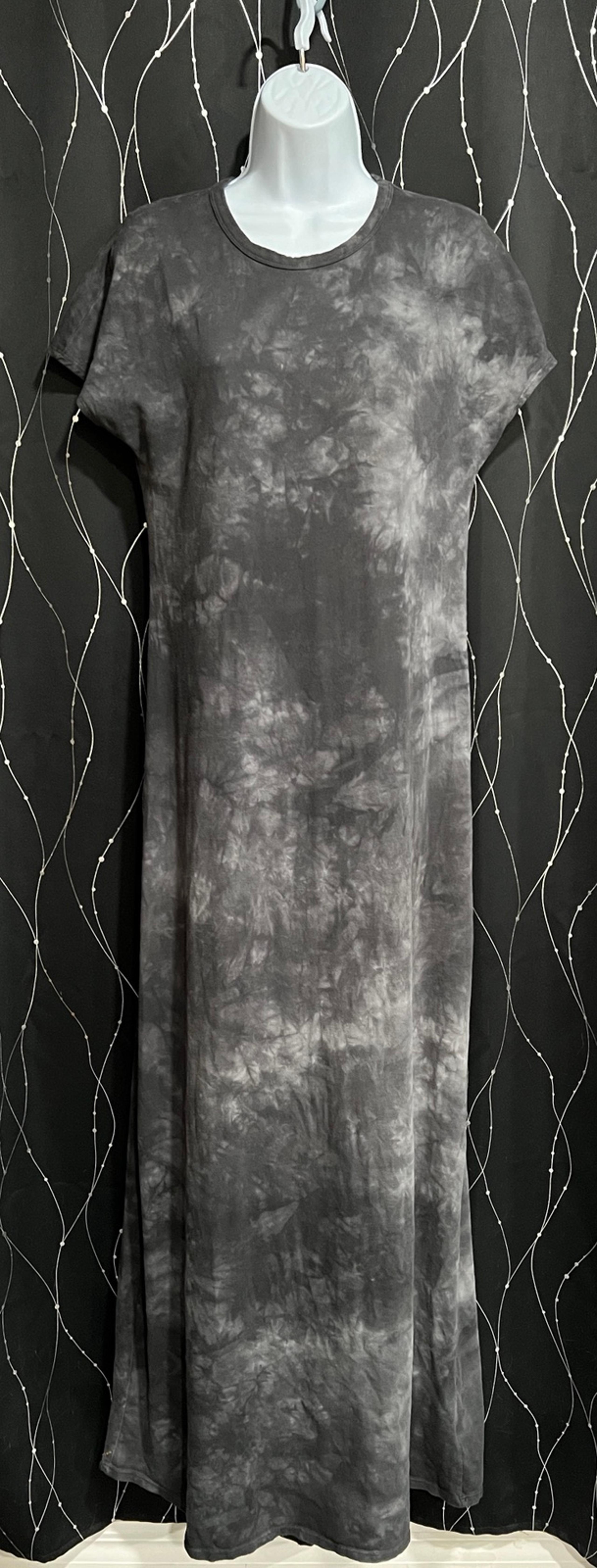 Lularoe Grey/Charcoal ‘Tie Dye’ Madi Dress Size Small Angled Sleeves