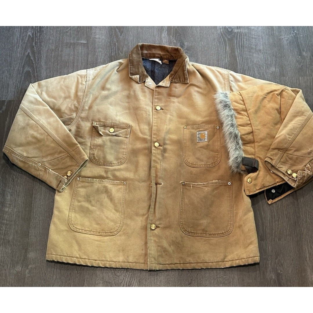 Carhartt Blanket Lined Chore Duck Coat Work Jacket Size 2Xl W/ 100 Year Aniv Hat