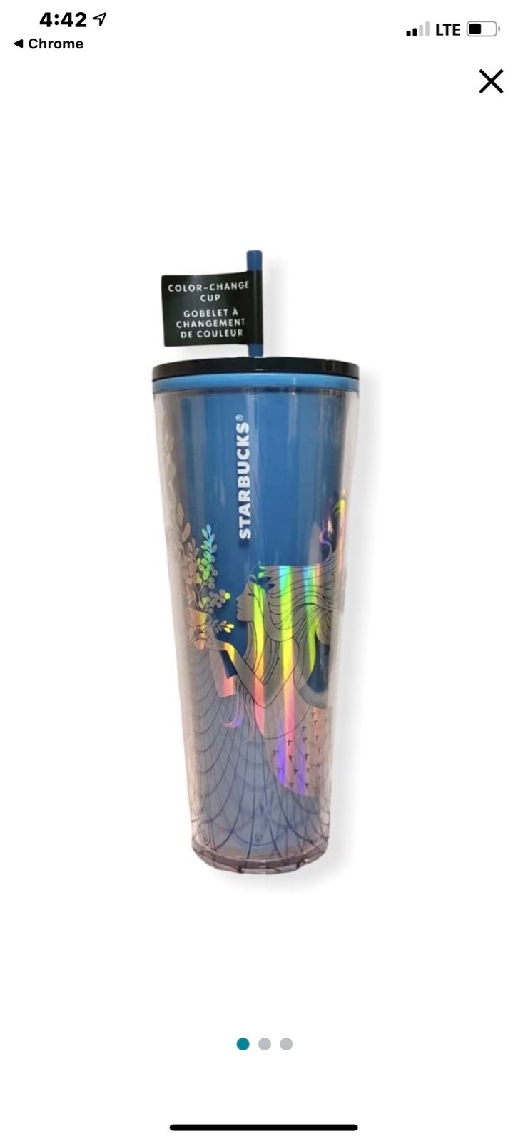 Starbucks Color Changing Blue Mermaid Tumbler - 24 oz