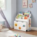 Toy Organizer, Chest & Bookcase with 3 Shelves, Storage Box with Wheels