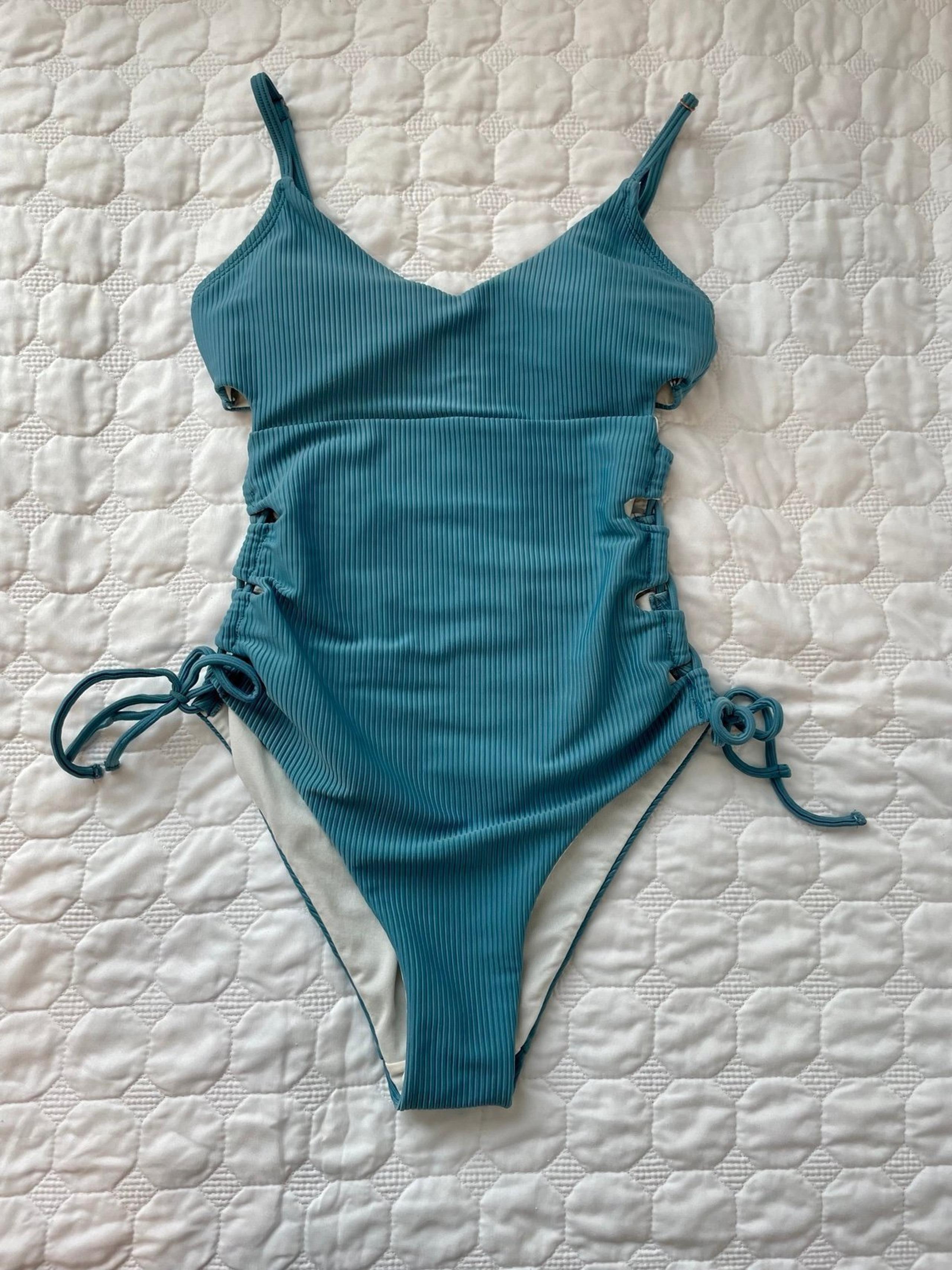 hula honey swimsuit one-piece with side cutouts blue