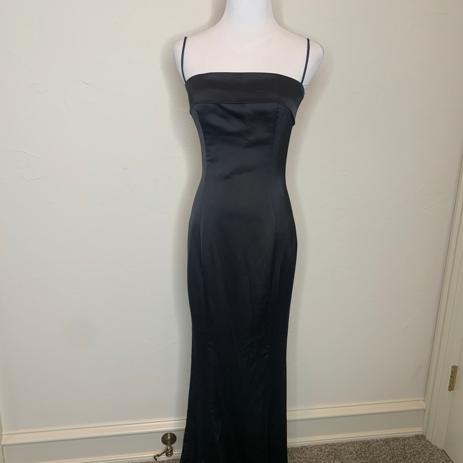 Lovers + Friends Black Satin Formal Long Dress Sz Small