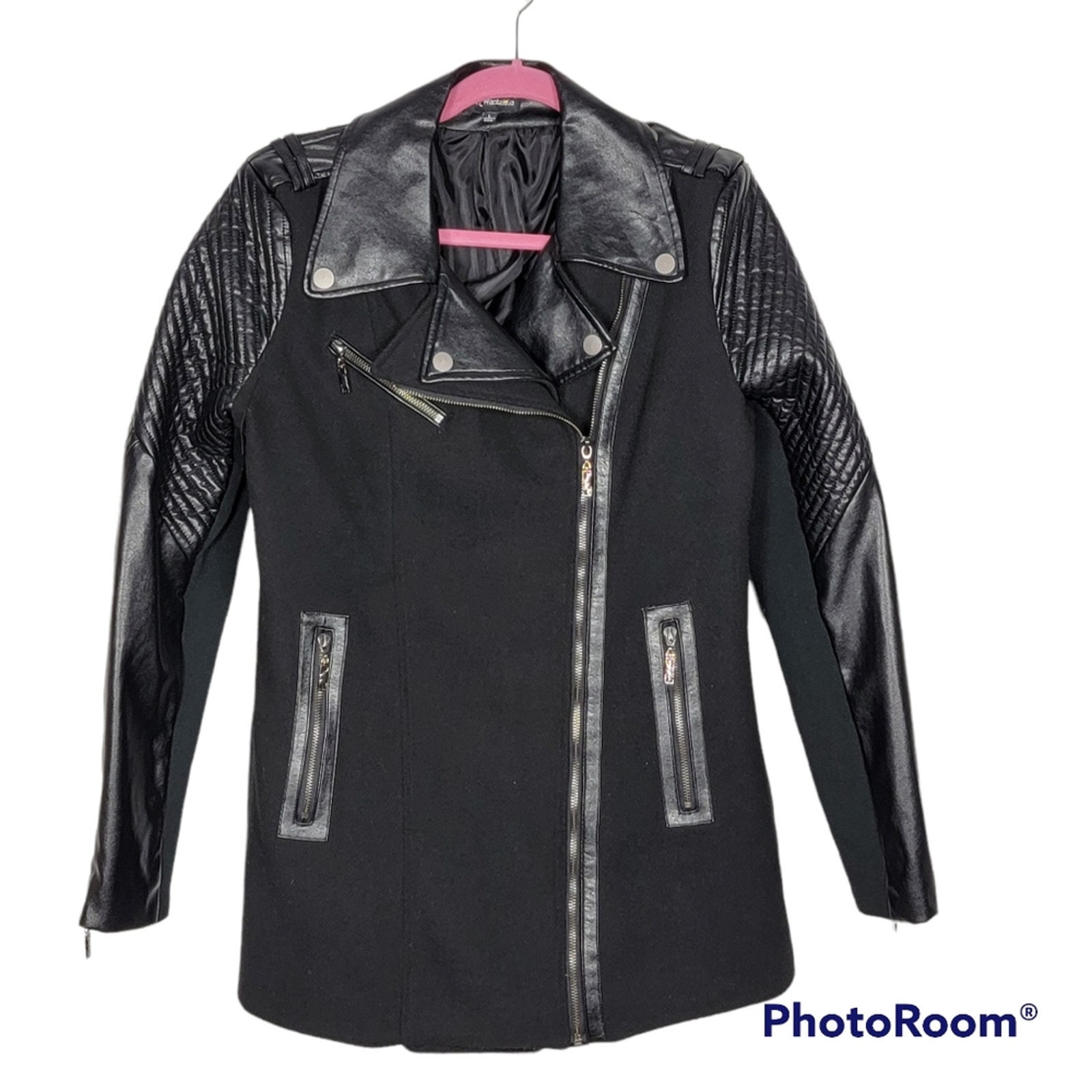 Wantable Black Moto Style Coat SZ L