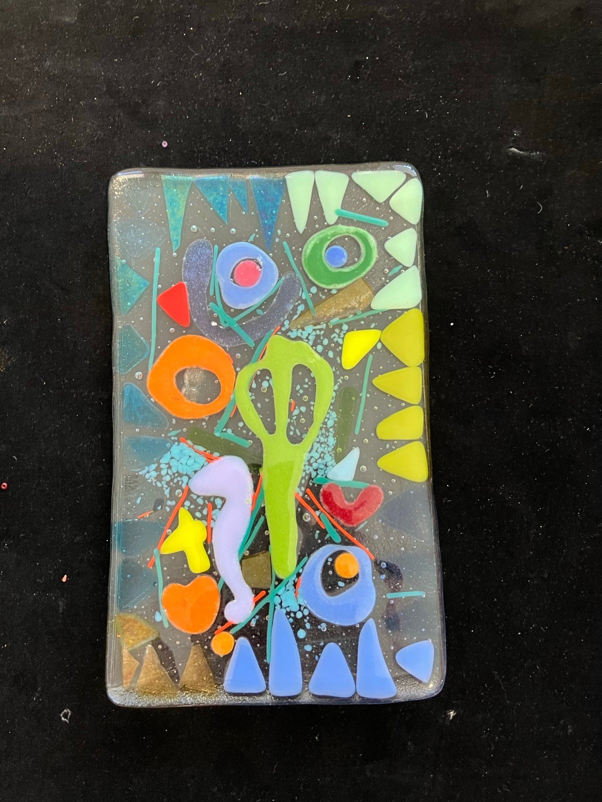 “Seashore Memories “Original Fused Art Glass Handmade 8.5”x5” Rectangular Tray