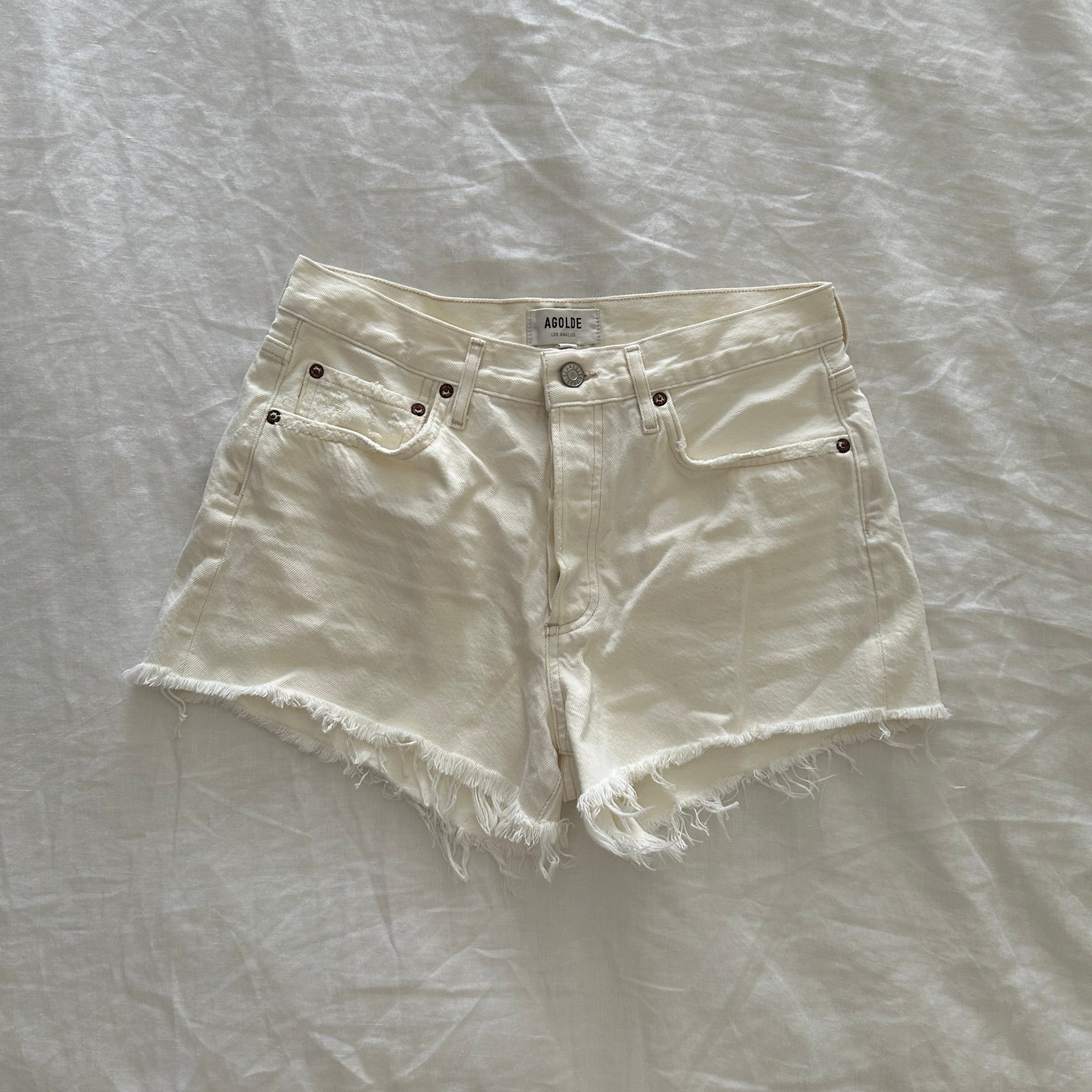 agolde parker shorts white