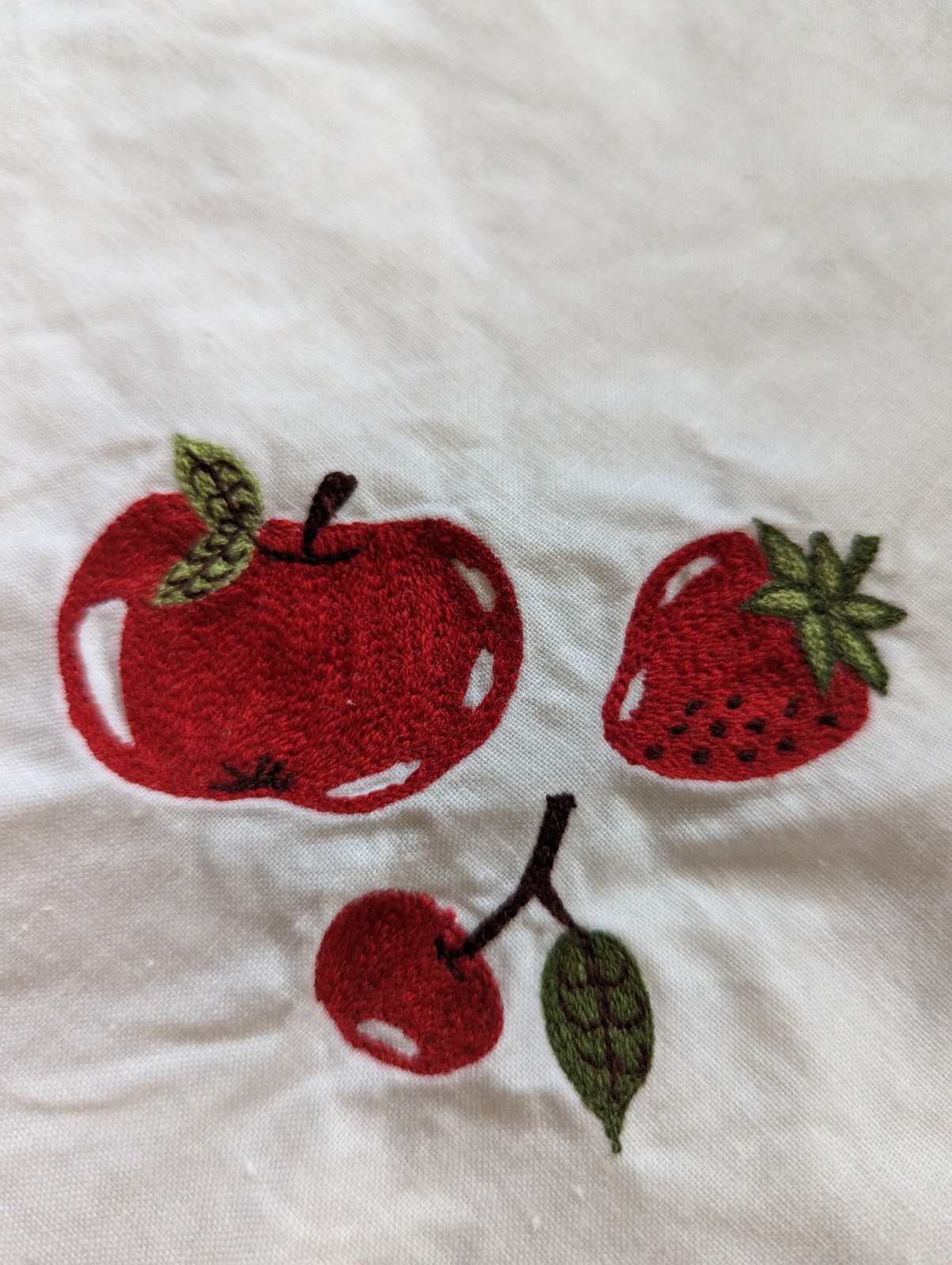 Vintage cherry strawberry apple plaid swag curtains