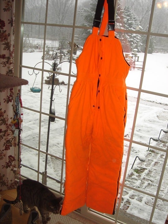 gander mountain guide series orange insulated hunting bibs