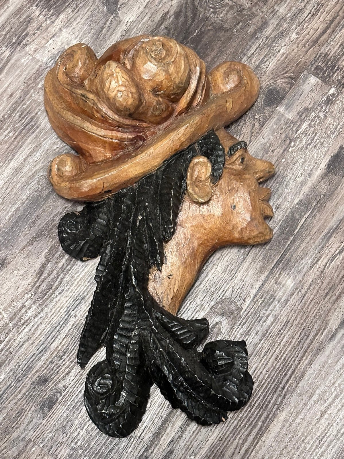 Vintage Wooden Hand Carved Jamaican Rasta Mask