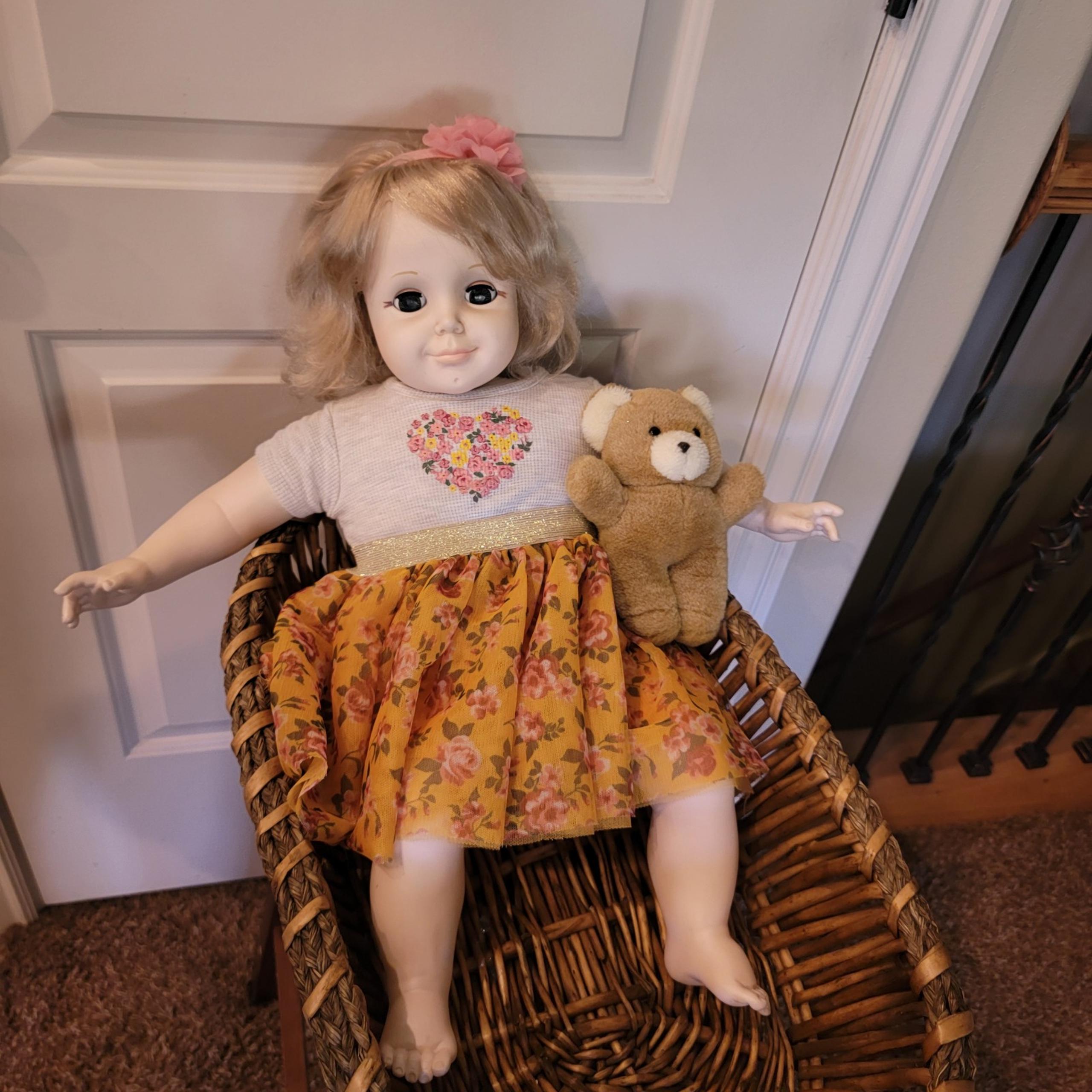 Large Blonde Doll, 22" , Legacy doll with 2 outfits!