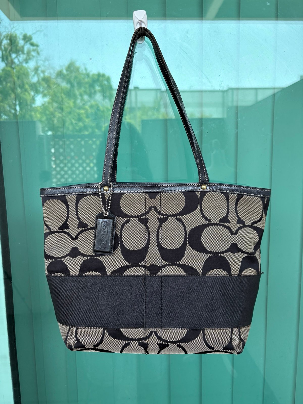 Black and grey coach tote bag!