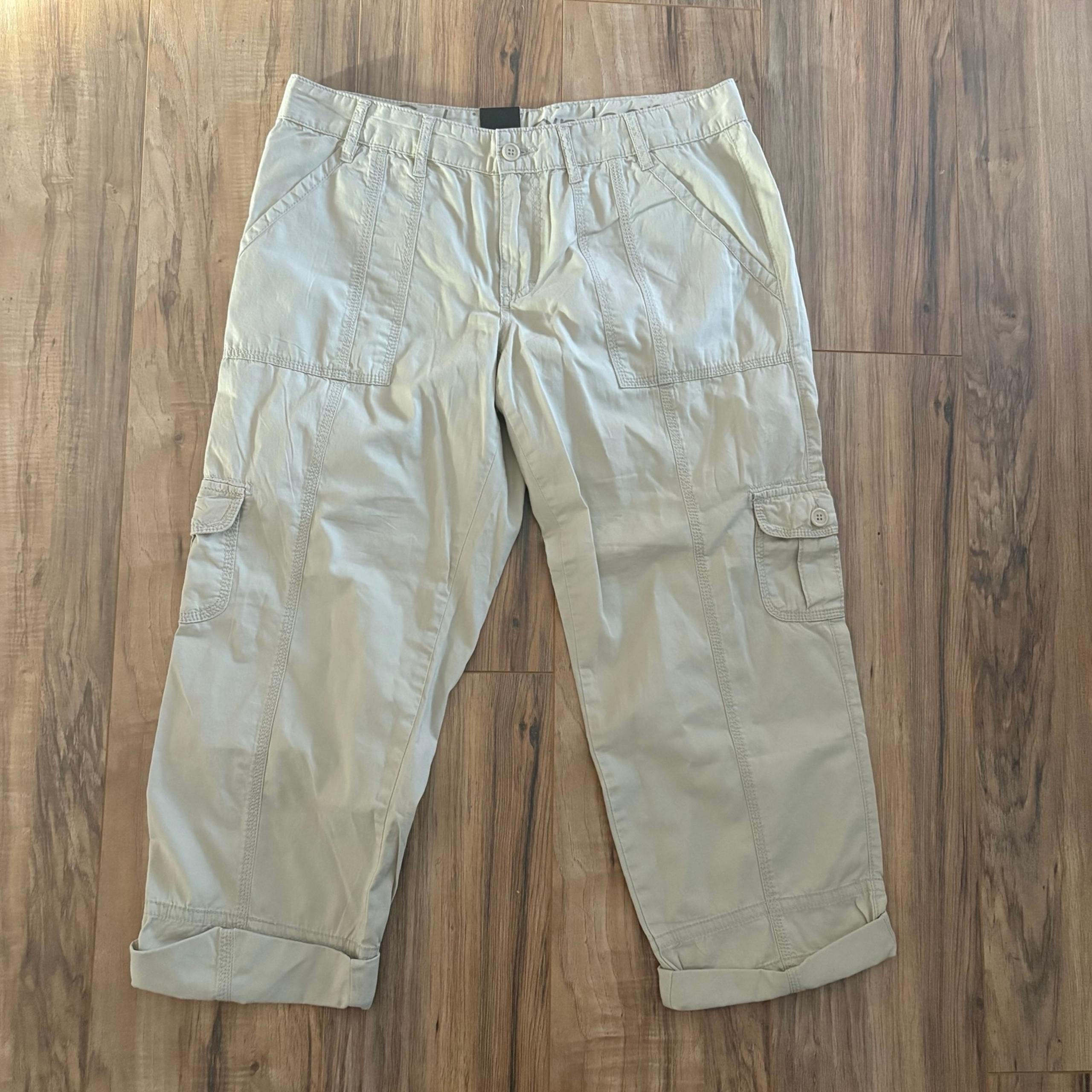 CALVIN KLEIN Women's Cargo Size 12 Peyote Roll Up To Capri 100% Cotton Pockets