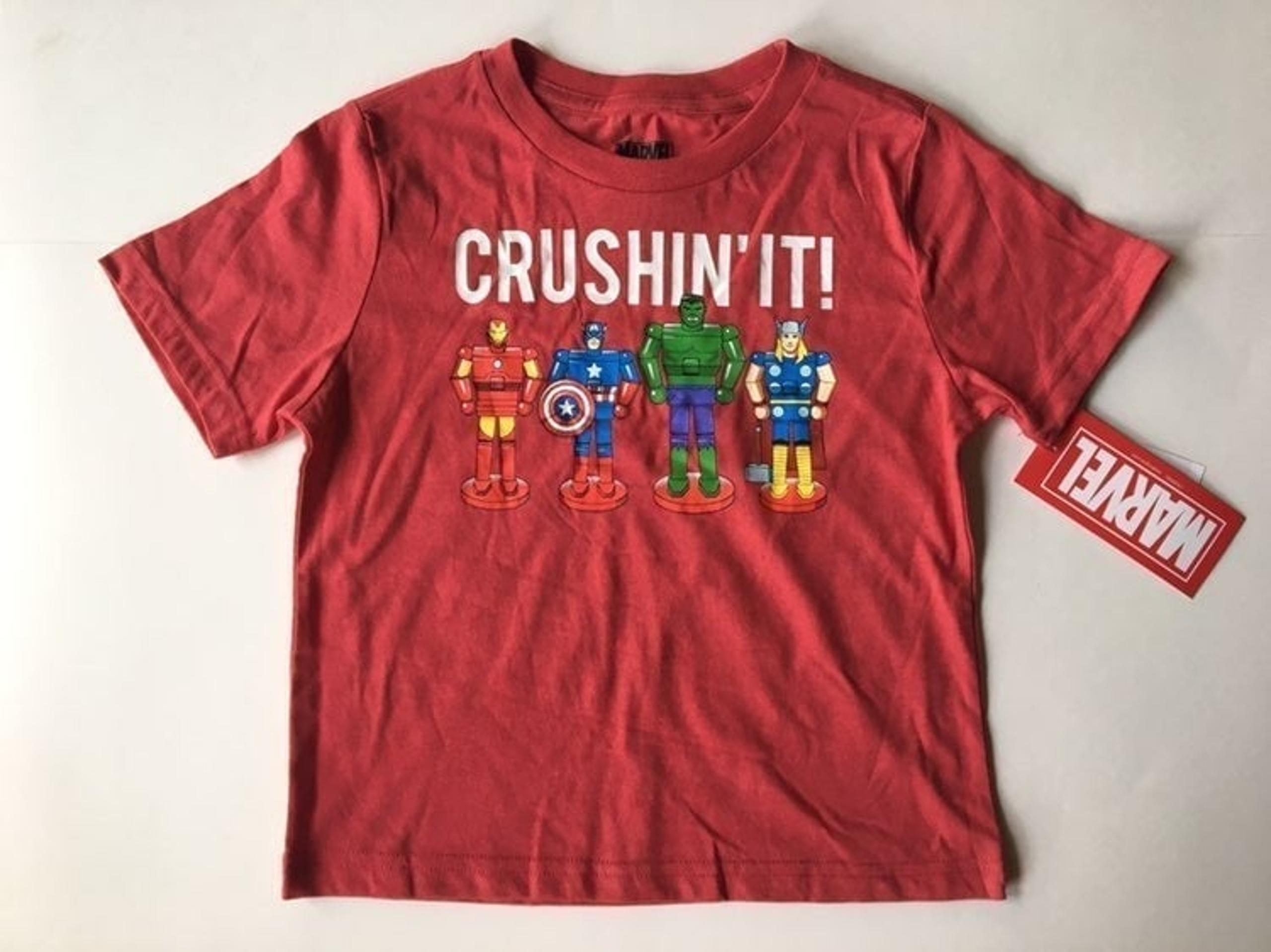 New Marvel Christmas Shirt 5T Iron Man Hulk Thor Superhero Nutcracker Red