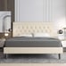 NEW Modern Beige Bed Frame, Bedroom Furniture Queen Size, Tufted Bed Frame